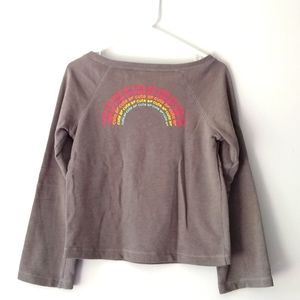Fabletics Long-Sleeved Grey Wideneck Sweatshirt Cute AF Rainbow Graphic  XXS